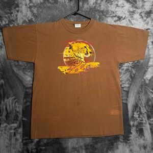 Alore T-Shirt Mens Large Brown Born to be Wild Cheetah Vintage 90s Made in USA